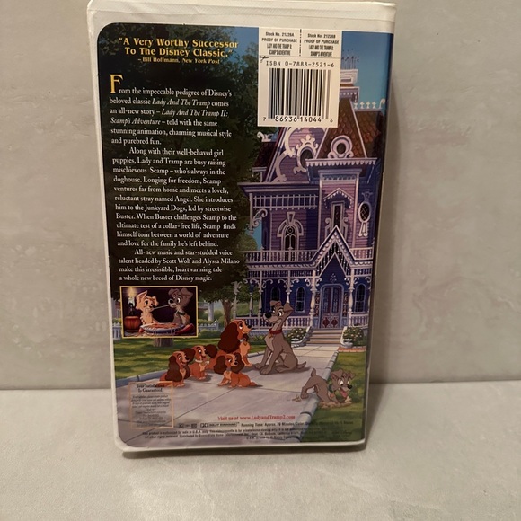 Lady and the Tramp 2 Scamps Adventure 2001 Clamshell VHS Walt Disney Pre Owned - Picture 2 of 3